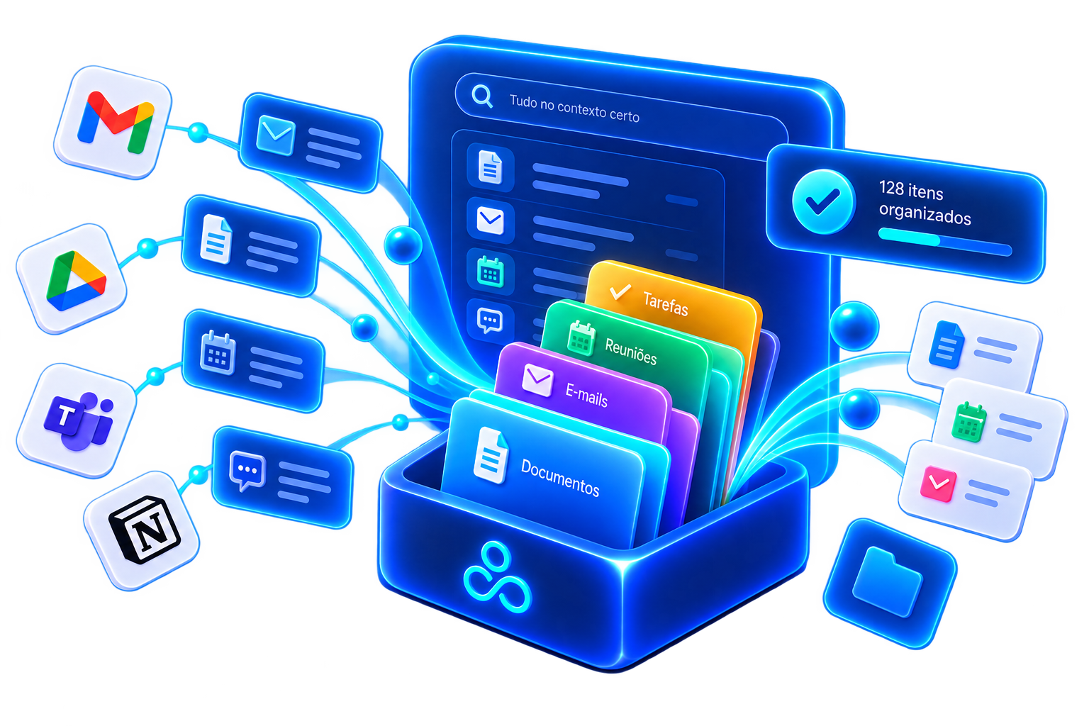 Ilustração 3D representando Organiza